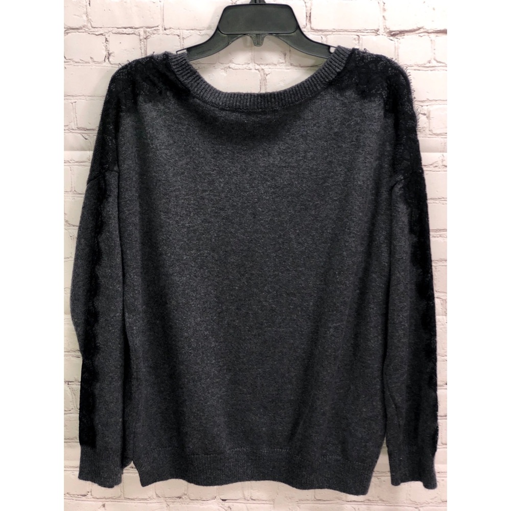 NEW 14th&Union Lace Trim V-neck Sweater - Picture 5 of 7